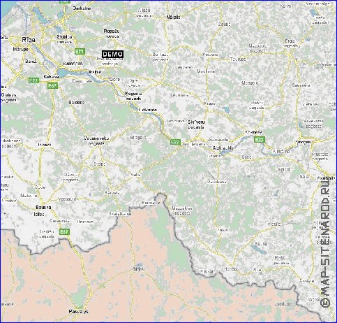 mapa de Letonia em ingles