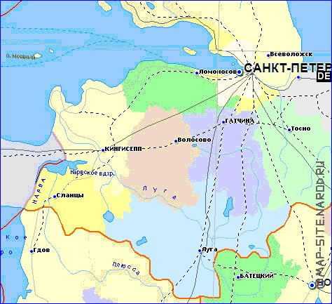 Administratives carte de Oblast de Leningrad