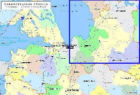 Administratives carte de Oblast de Leningrad