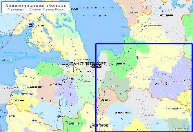 Administratives carte de Oblast de Leningrad