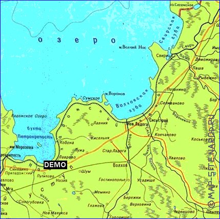 Fisica mapa de Oblast de Leningrado