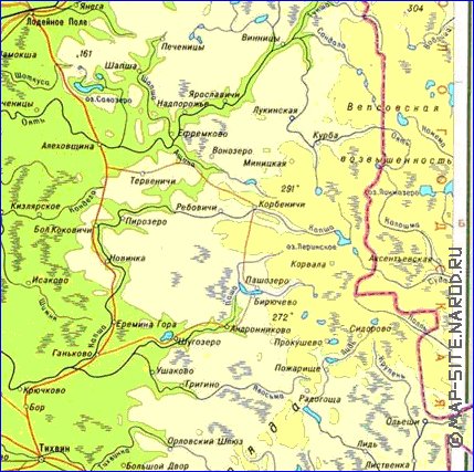 Fisica mapa de Oblast de Leningrado