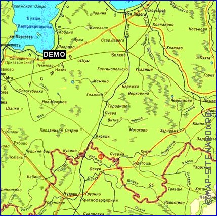 Fisica mapa de Oblast de Leningrado