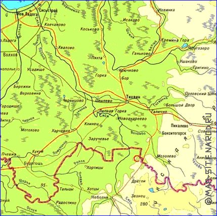 Fisica mapa de Oblast de Leningrado