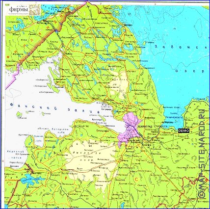 Fisica mapa de Oblast de Leningrado