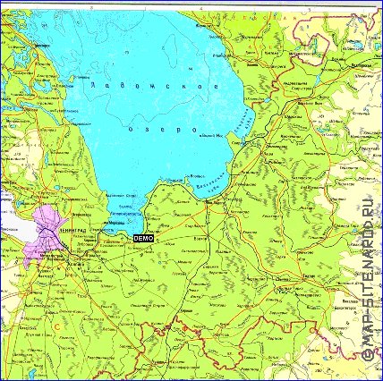 Fisica mapa de Oblast de Leningrado