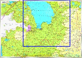 Fisica mapa de Oblast de Leningrado