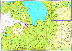 Physique carte de Oblast de Leningrad