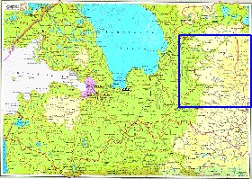 Fisica mapa de Oblast de Leningrado