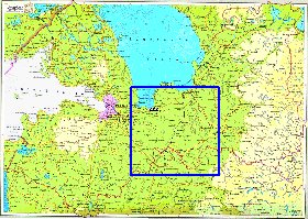 Fisica mapa de Oblast de Leningrado