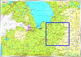 Fisica mapa de Oblast de Leningrado