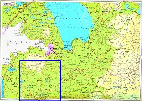 Physique carte de Oblast de Leningrad