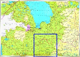 Fisica mapa de Oblast de Leningrado