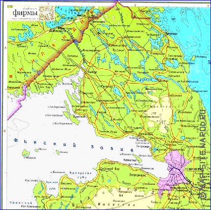 Fisica mapa de Oblast de Leningrado