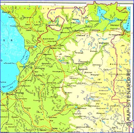 Physique carte de Oblast de Leningrad