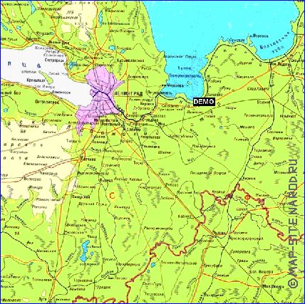 Fisica mapa de Oblast de Leningrado