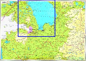 Physique carte de Oblast de Leningrad