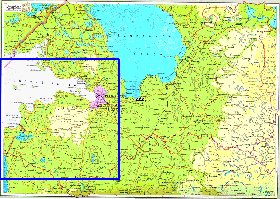Physique carte de Oblast de Leningrad