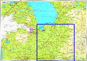 Physique carte de Oblast de Leningrad