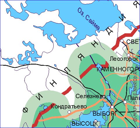 Transporte mapa de Oblast de Leningrado