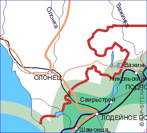 Transporte mapa de Oblast de Leningrado