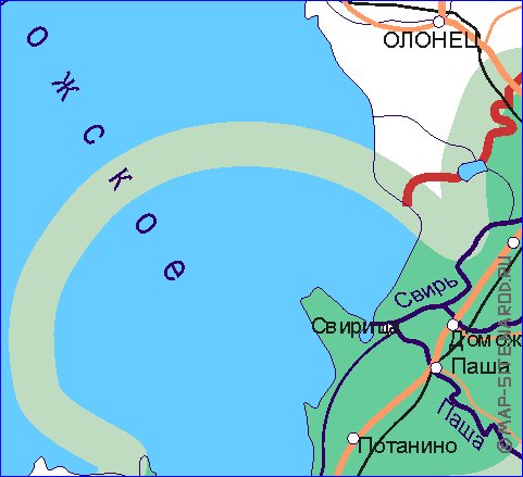 Transporte mapa de Oblast de Leningrado