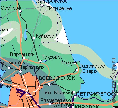 Transport carte de Oblast de Leningrad