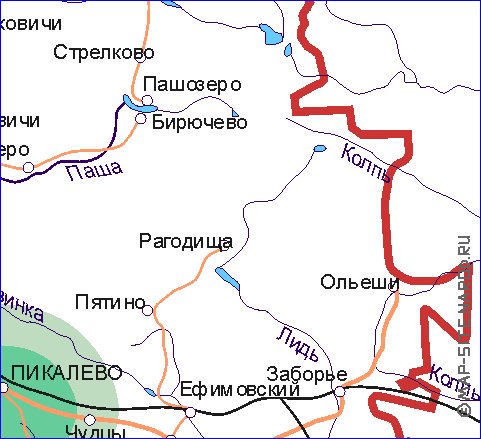 Transporte mapa de Oblast de Leningrado