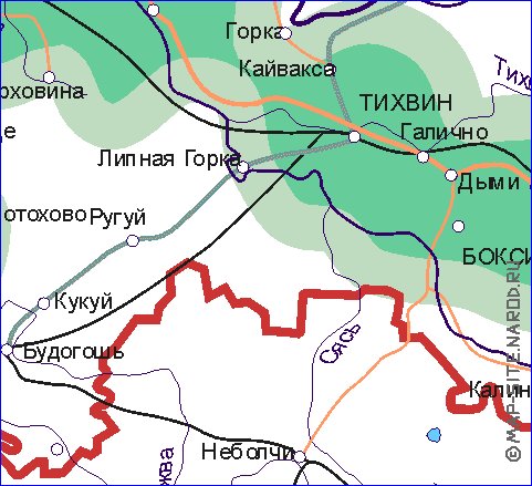 Transporte mapa de Oblast de Leningrado