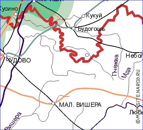 Transporte mapa de Oblast de Leningrado