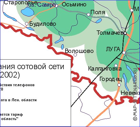 Transporte mapa de Oblast de Leningrado