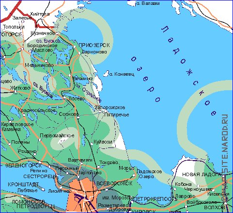 Transporte mapa de Oblast de Leningrado