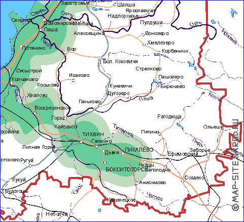 Transporte mapa de Oblast de Leningrado