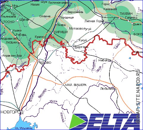 Transporte mapa de Oblast de Leningrado