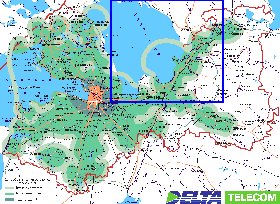 Transporte mapa de Oblast de Leningrado