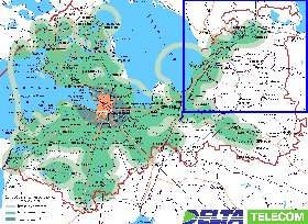 Transporte mapa de Oblast de Leningrado