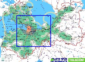 Transporte mapa de Oblast de Leningrado