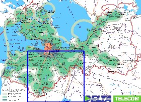 Transporte mapa de Oblast de Leningrado