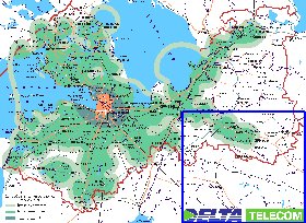 Transporte mapa de Oblast de Leningrado