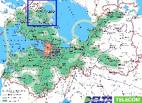 Transporte mapa de Oblast de Leningrado