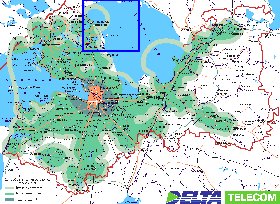 Transporte mapa de Oblast de Leningrado