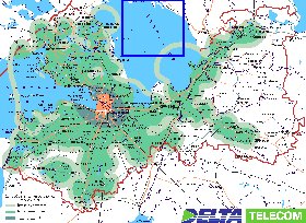 Transporte mapa de Oblast de Leningrado