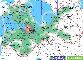 Transporte mapa de Oblast de Leningrado