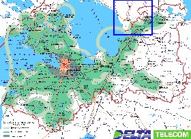 Transporte mapa de Oblast de Leningrado