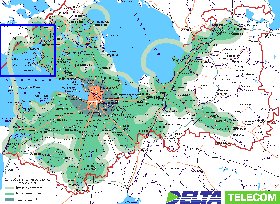 Transporte mapa de Oblast de Leningrado