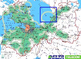 Transporte mapa de Oblast de Leningrado