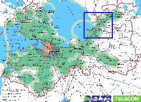 Transporte mapa de Oblast de Leningrado