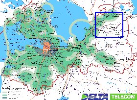 Transporte mapa de Oblast de Leningrado