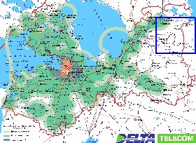 Transporte mapa de Oblast de Leningrado