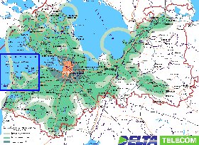 Transporte mapa de Oblast de Leningrado